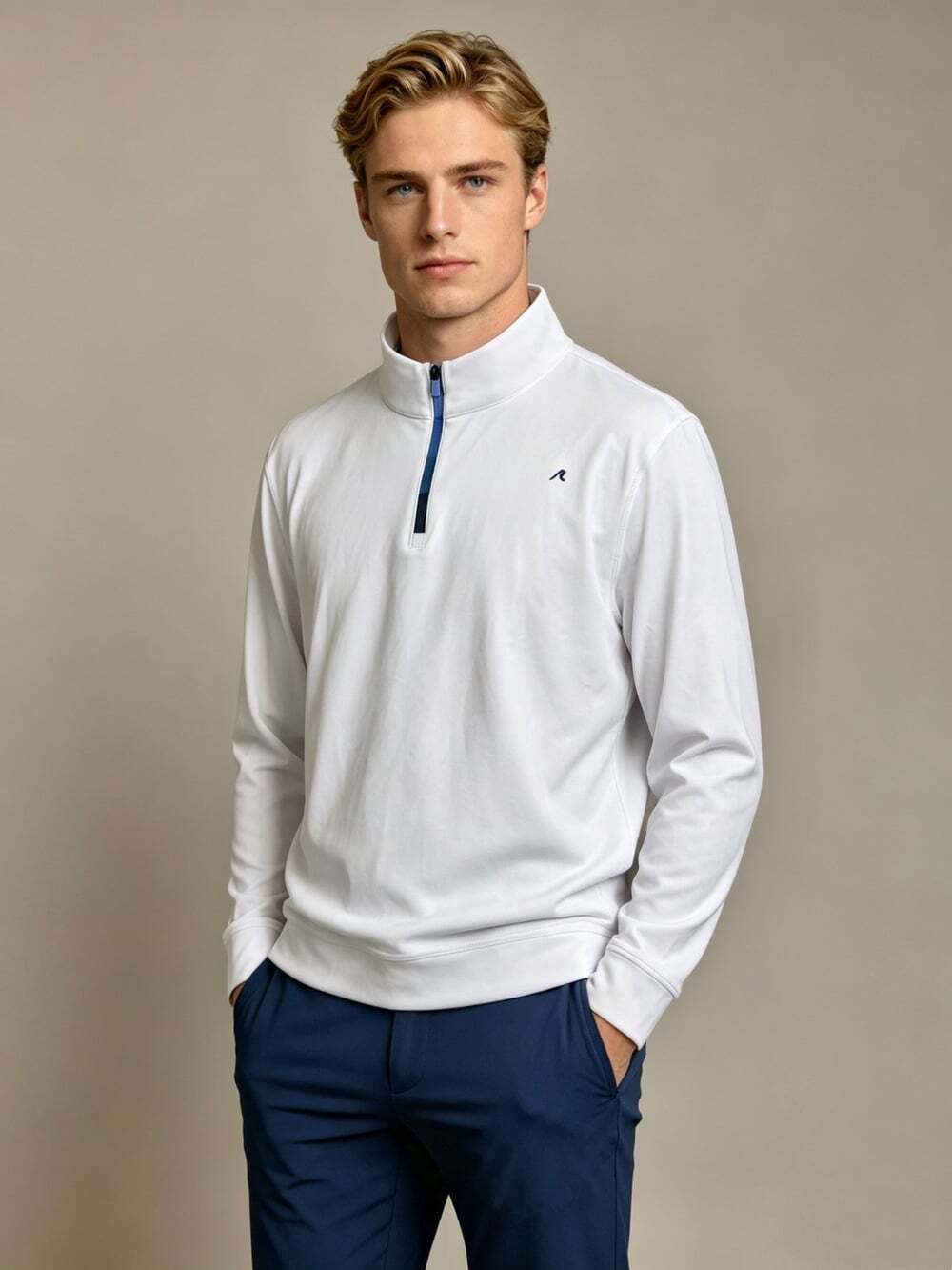 NWOT Redvanly Mens Golf 1/4 Zip White Long-Sleeved Pullover Sweatshirt Size XXL